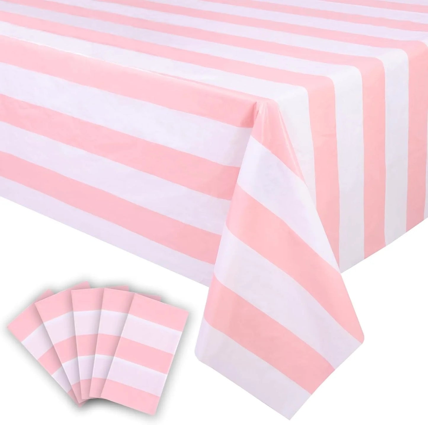 Waterproof Red and White Striped Tablecloth for Parties