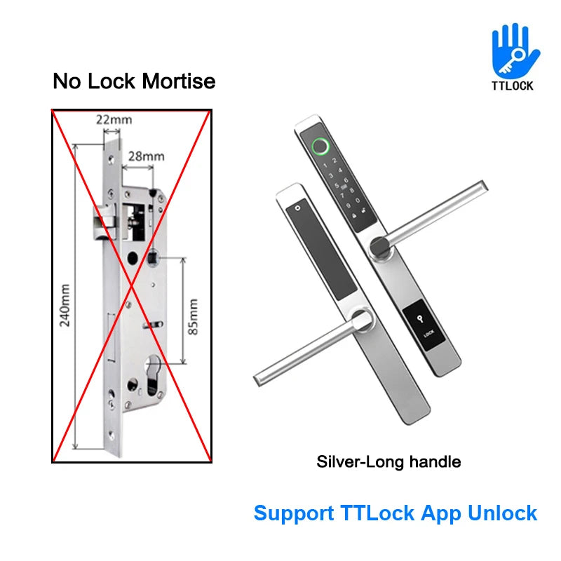 ZhdCookey Electronic Door Lock APP Remote Unlock Waterproof Fingerprint IC Card Password Aluminum Alloy Sliding Door Smart Lock
