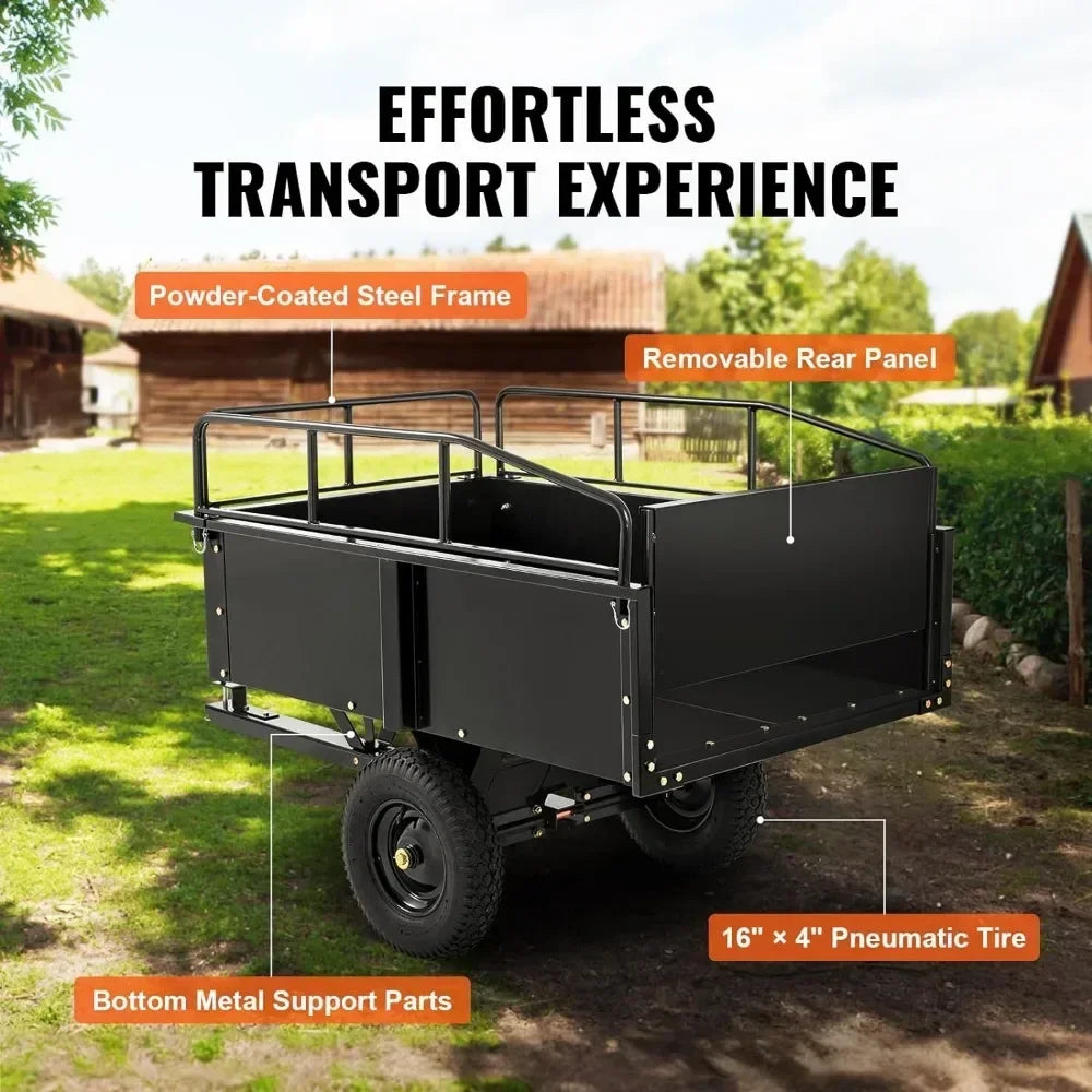 Heavy Duty ATV Trailer Dump Cart for Garden and Utility Use