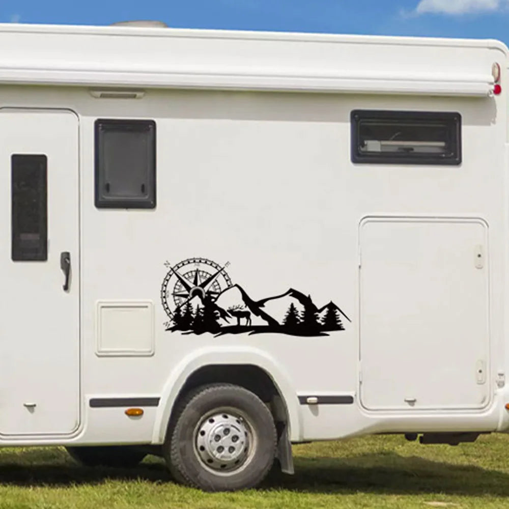 2PCS Car Stickers Mountain Graphics for Motorhome Horsebox Caravan RV Camper Van Body Decor Vinyl Decals Accessories