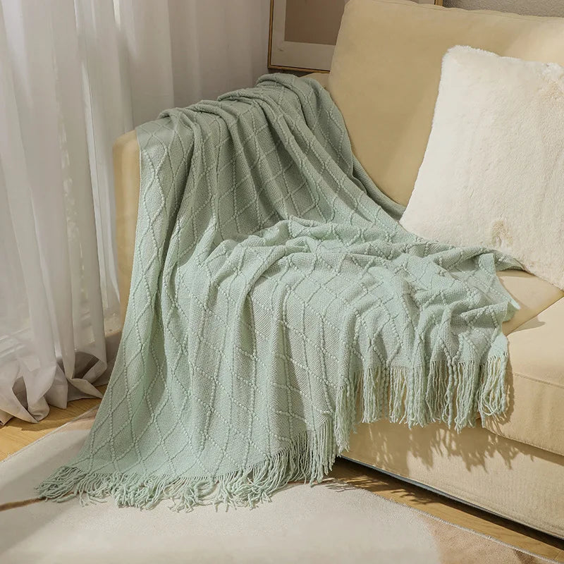 Nordic Stripes Throw Blanket Sofa Cover Bed End Towel Bedroom Decoration Leisure Soft Shawl Warm Boho Decor Bedspread