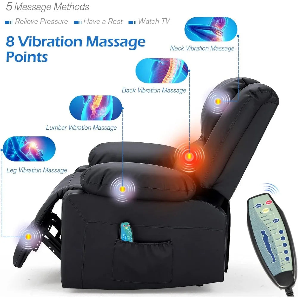 Recliner Chair with Massage and Heat Function for Relaxation