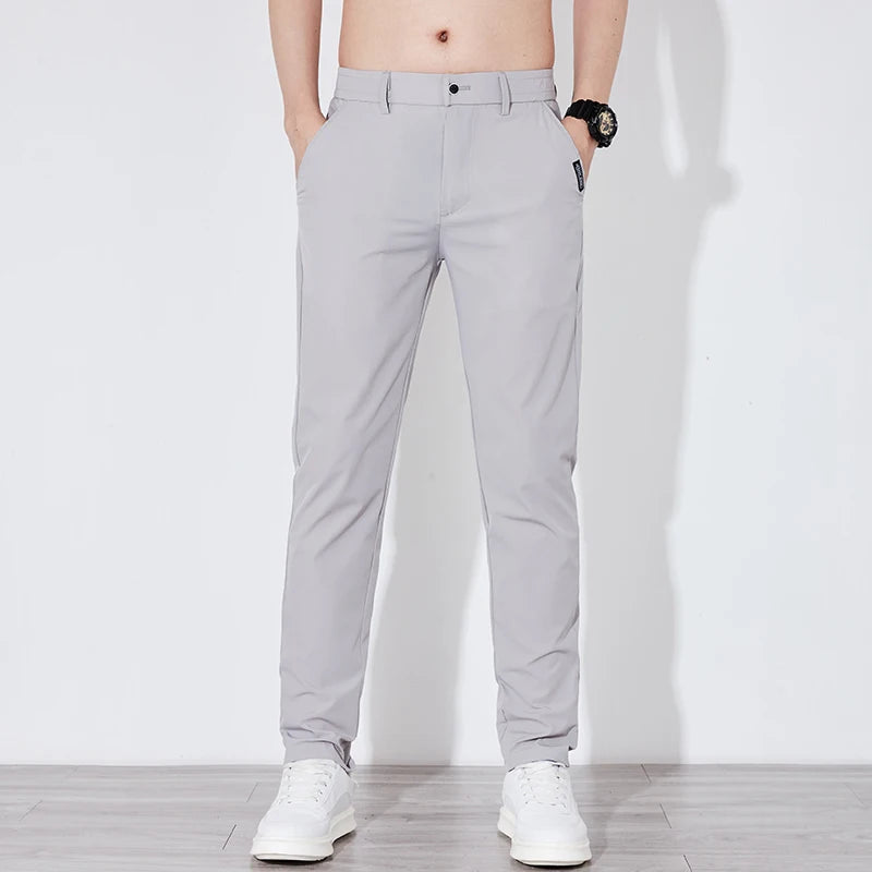 Summer Silk Stretch Trousers for Men Casual Business Wear