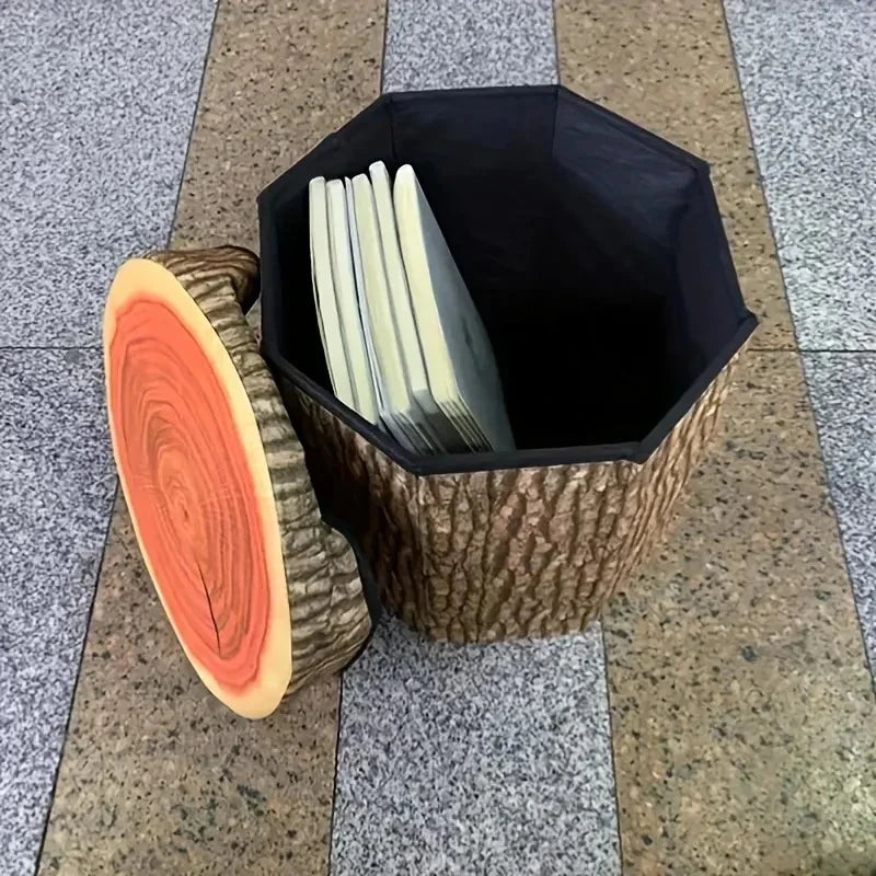 Choice Tree Stump Storage Ottoman Folding Stool With Lid