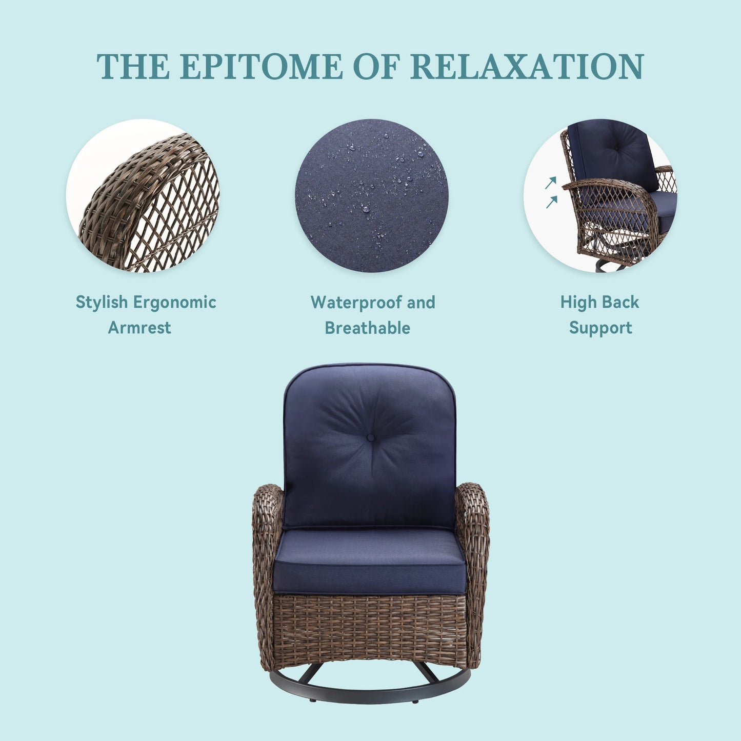 Cozy Outdoor Patio Furniture Set With Rotating Rocking Chairs