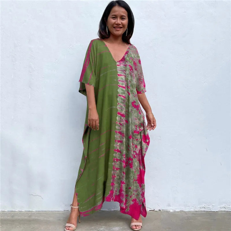 Plus Size Women Beach Coverup Casual Kaftan Swimwear Dress