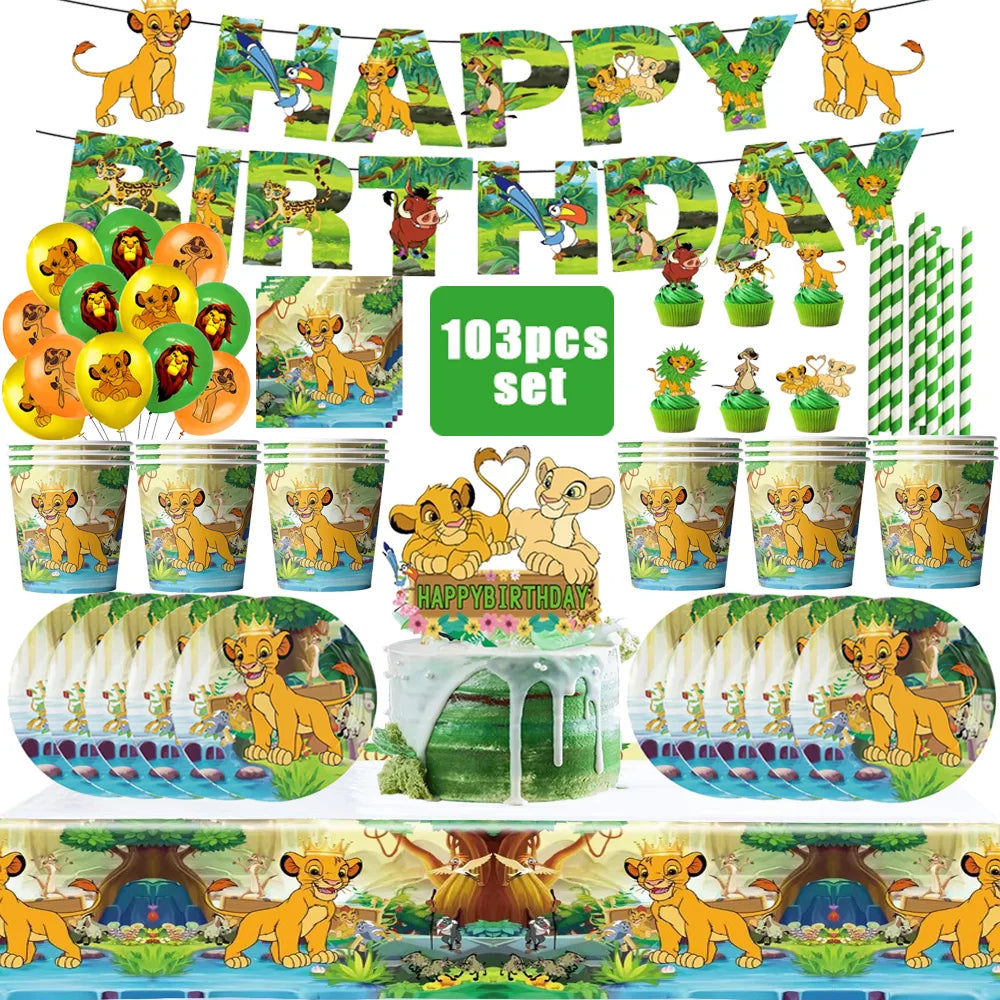Lion King Simba Birthday Party Disposable Tableware and Decor Set