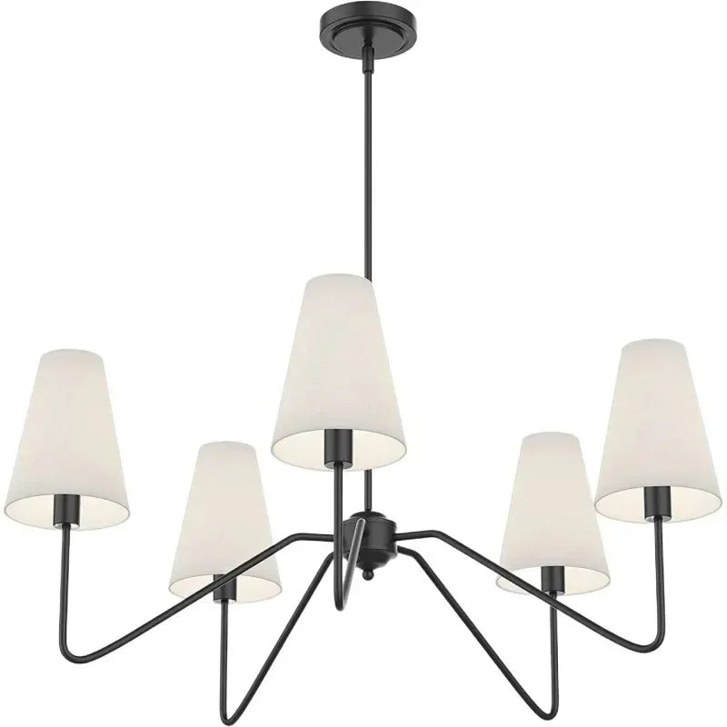 Collins Round Chandelier Fabric Branch Lamp Minimalist French Decorative Pendant Light for Hall Bedroom Study Rustic Hanging Light