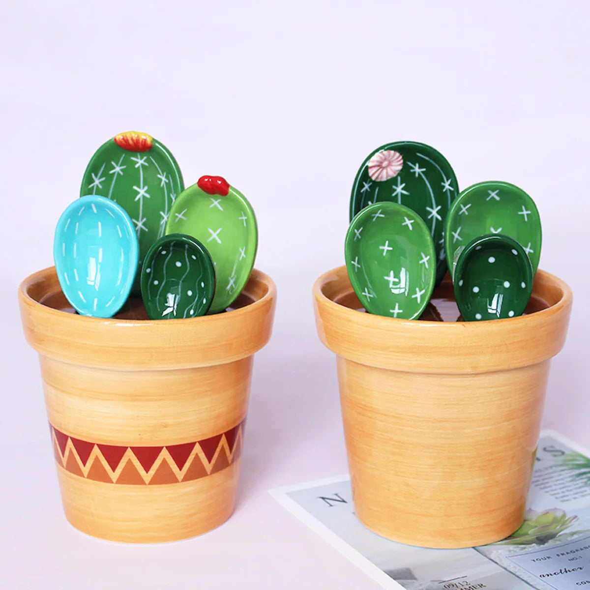 Cute Cactus Measuring Spoons Set for Fun Kitchen Use