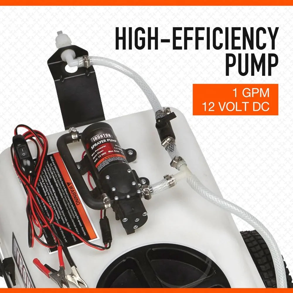 Tow-Behind Trailer Broadcast and Spot Sprayer 13 Gallon Capacity 1 GPM 12 Volt DC