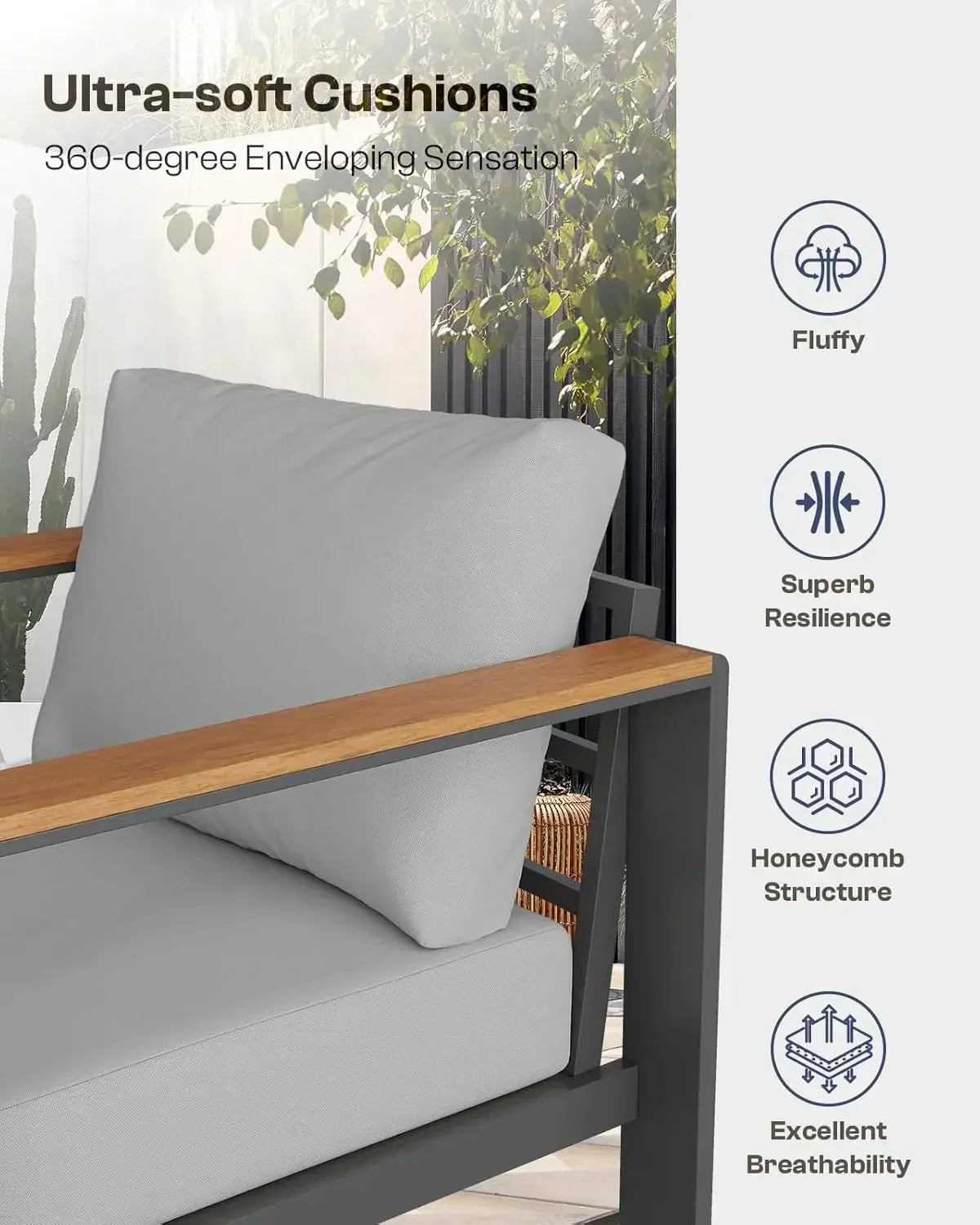 Aluminum Outdoor Patio Conversation Furniture Set With Coffee Table