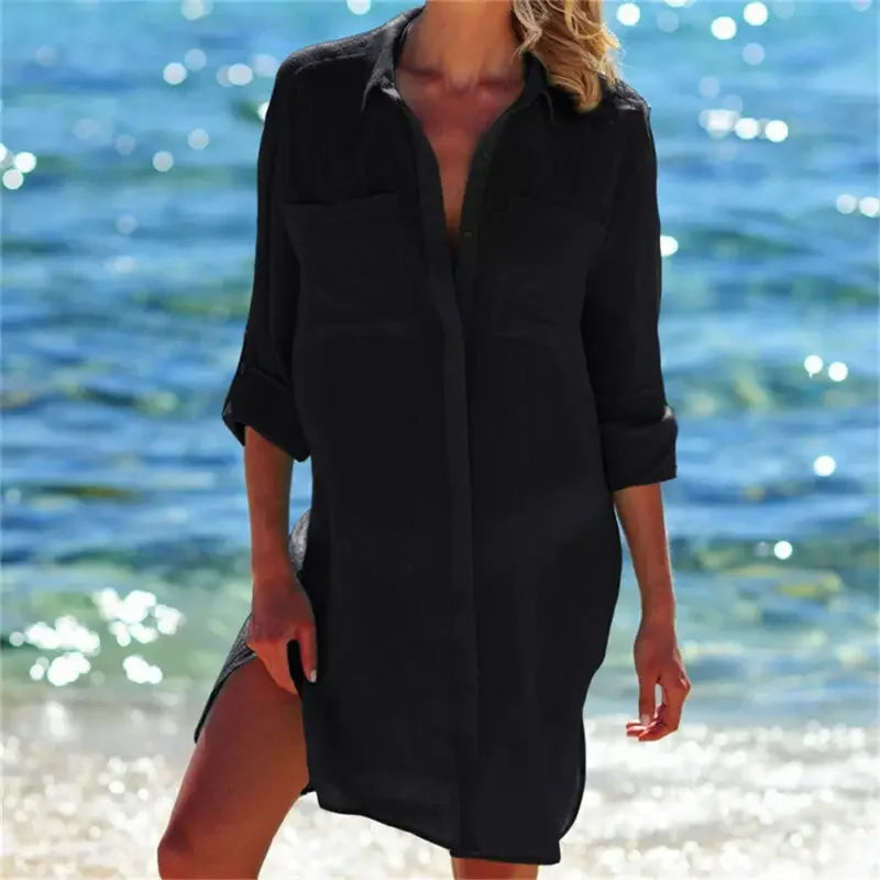 Liva Girl Cotton Beach Maxi Dress Tunic Cover Up Elegance
