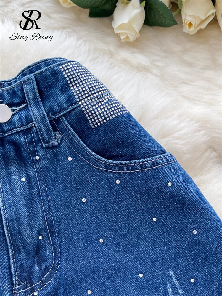 SR.Singreiny High Street Gradient Jeans Women High Waist