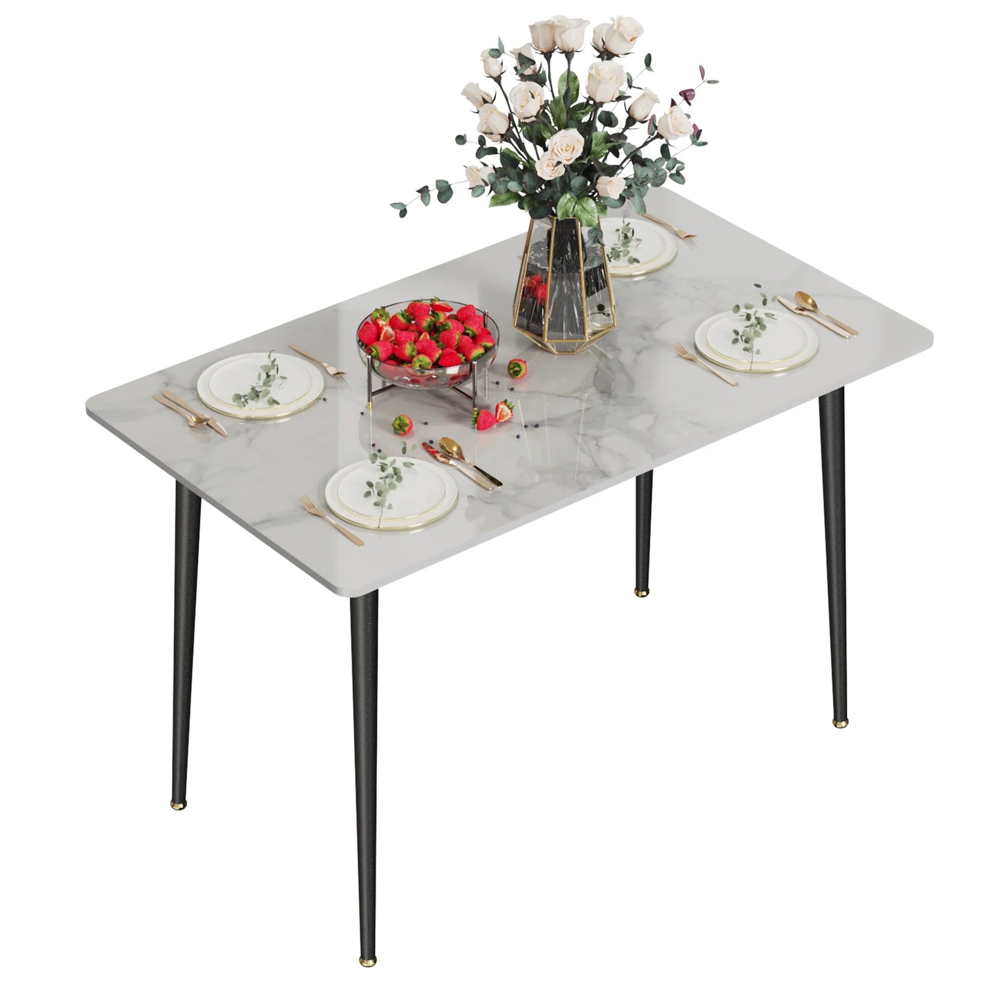 Modern Marble Dining Table with Metal Frame for Stylish Dining