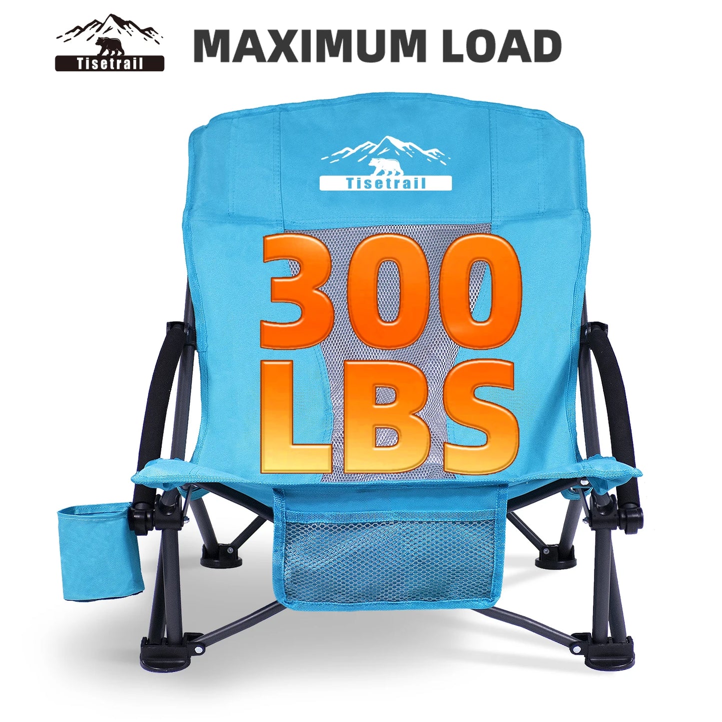 Tisetrail Portable Beach Chair With Cooler Bag Cup Holder