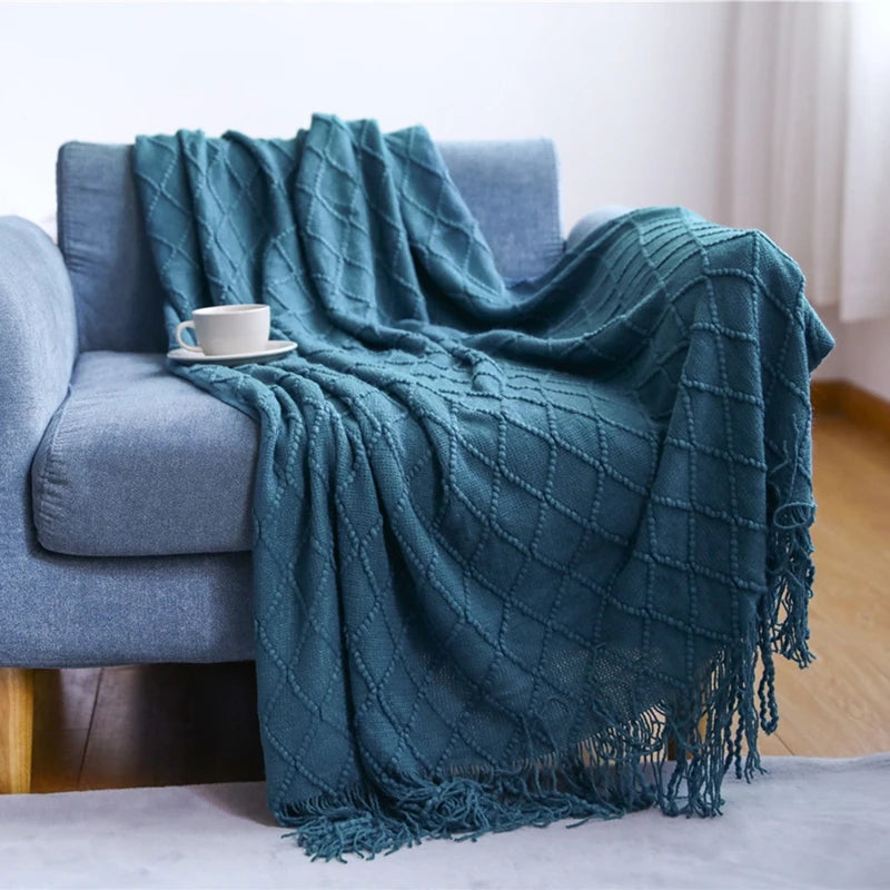 Nordic Stripes Throw Blanket Sofa Cover Bed End Towel Bedroom Decoration Leisure Soft Shawl Warm Boho Decor Bedspread