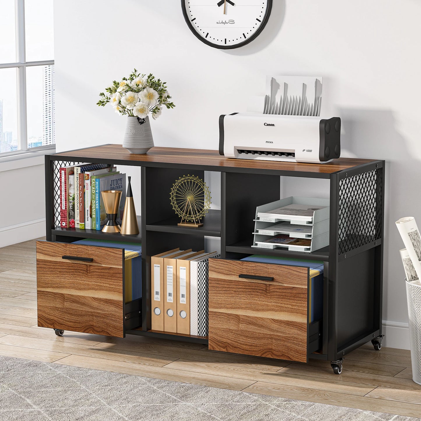 Tribesigns 2 Drawer Wood File Cabinet With Wheels Casters