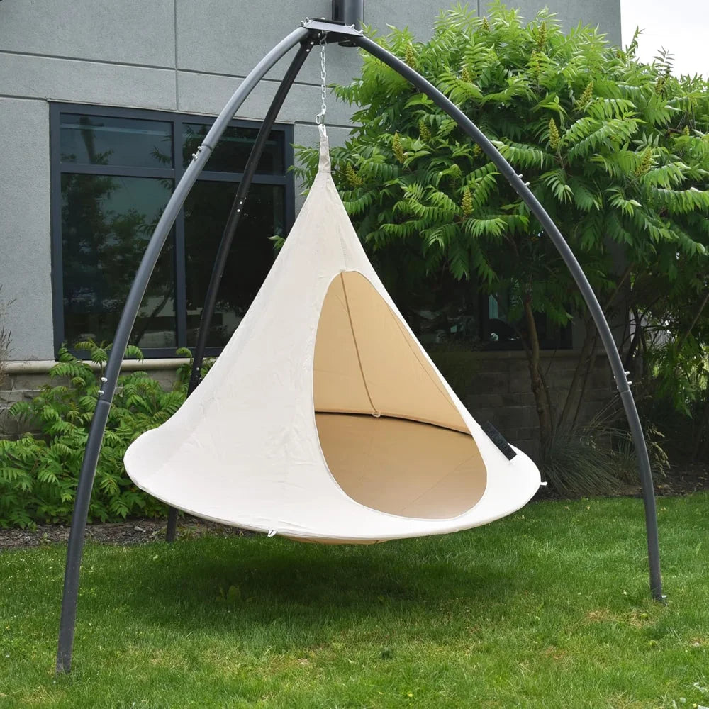 Double Cacoon Hanging Chair for Two Cozy Indoor Outdoor Hammock with Polyester Canvas 440 Pound Capacity