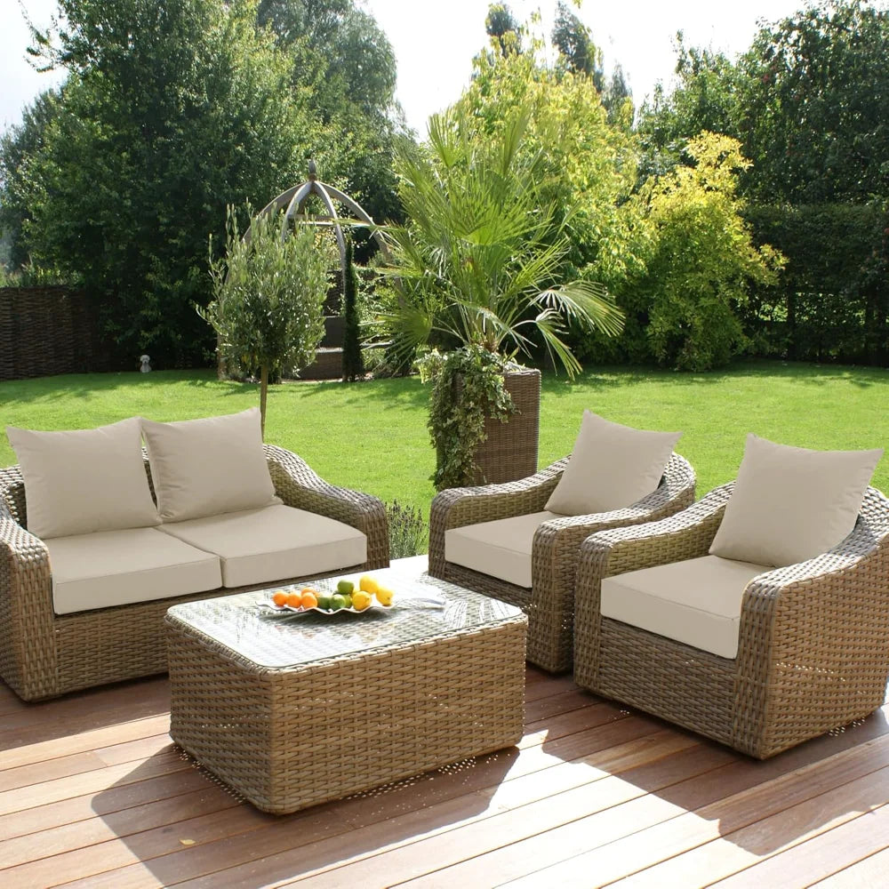 Outdoor Chair Cushions Set of 4 Waterproof Backrest and Deep Seat Cushion Set for Patio Furniture