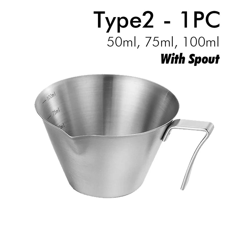 Stainless Steel Espresso Measuring Cup with Handle and Spout
