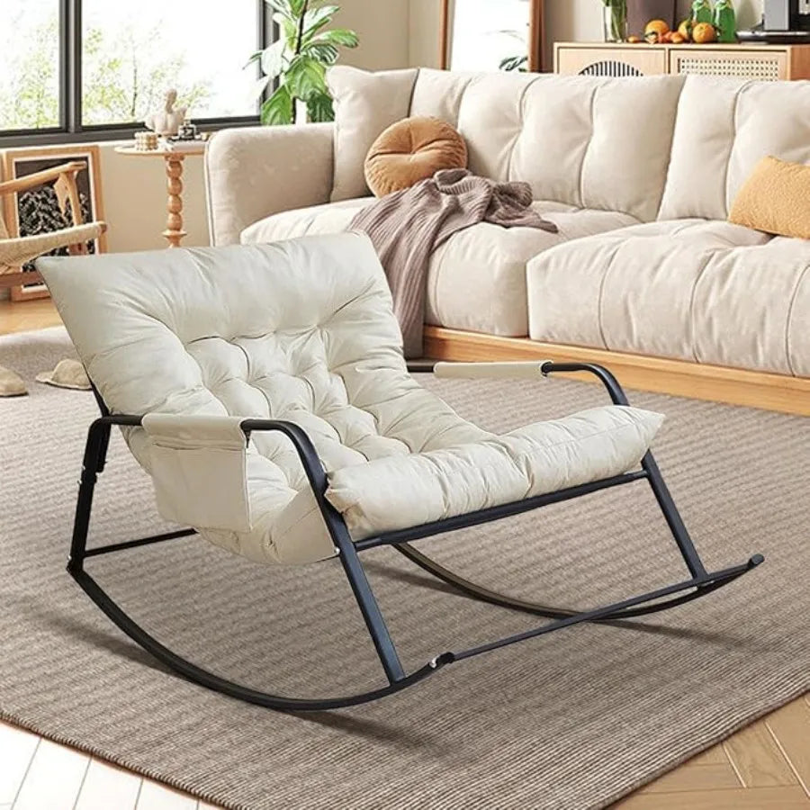 Comfortable Oversized Rattan Rocking Chair For Outdoor Relaxation