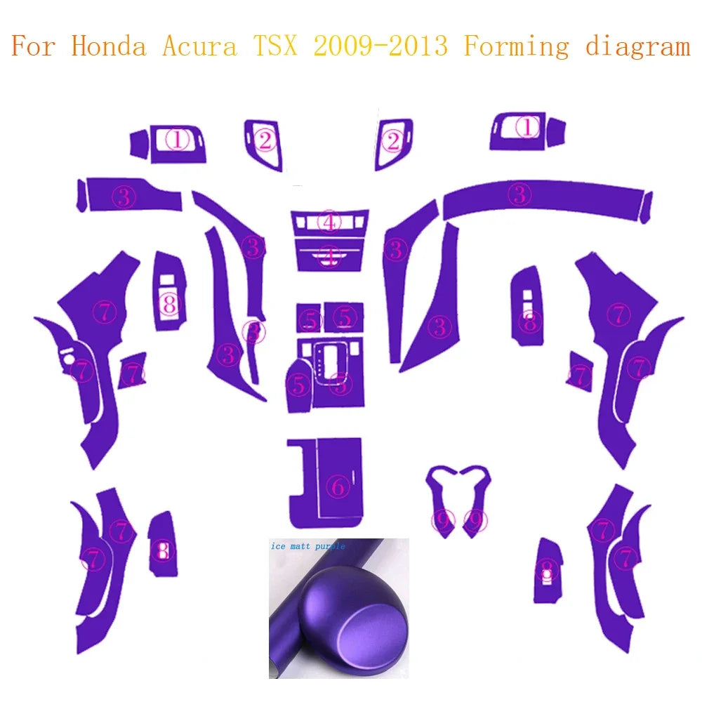 Car Styling Carbon Fiber Interior Center Console Color Change Molding Sticker Decals for Honda Acura TSX 2009 to 2013