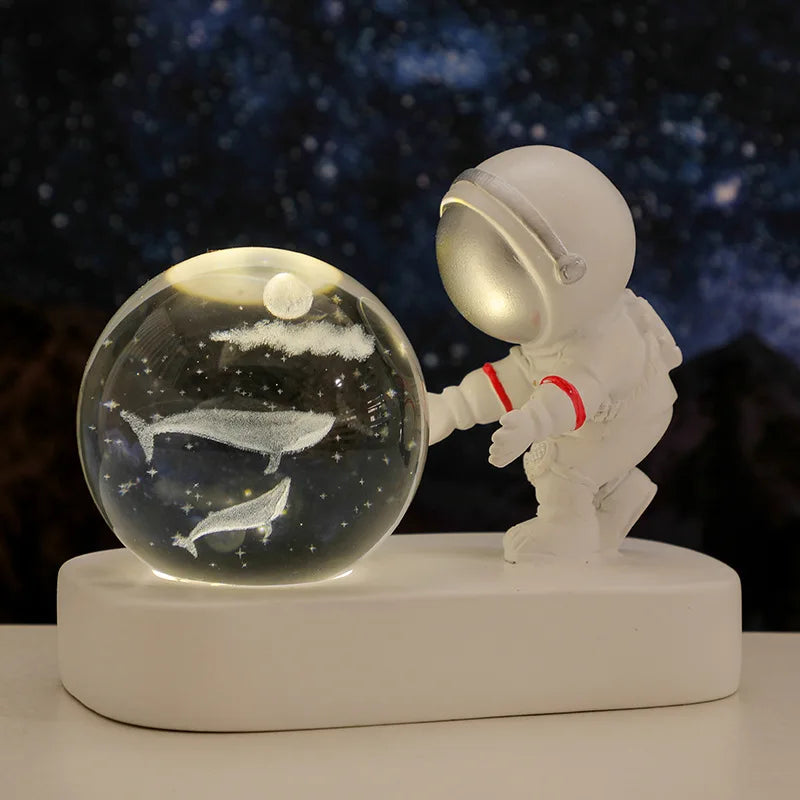 Creative 3D Astronaut Crystal Ball Night Light for Kids