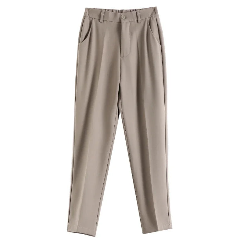 Women’s High-Waisted Casual Loose Ankle-Length Work Pants