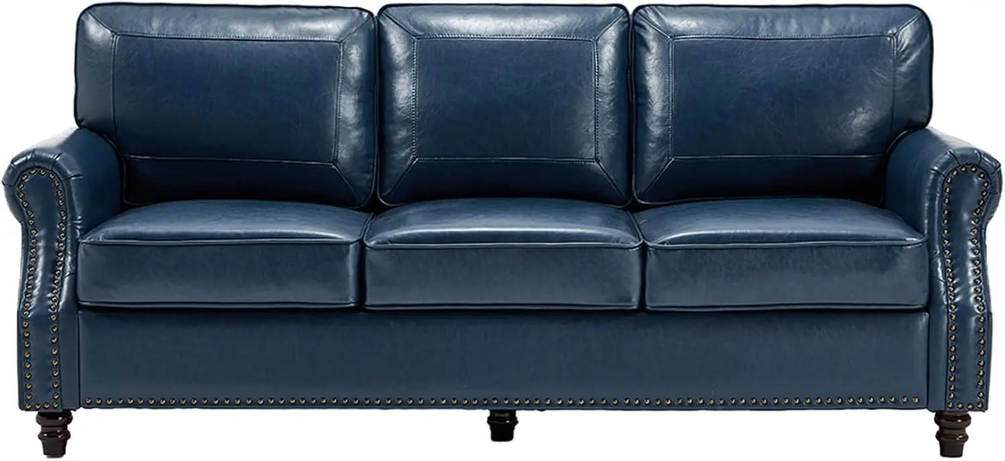 ZHUXIANG Faux Leather Sofa Mid Century Couch for Small Spaces