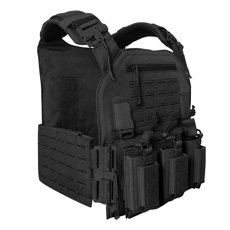 Wear Resistant Quick Release Laser Cut Molle System Outdoor Hunting Training Tactical Vest Nylon Material
