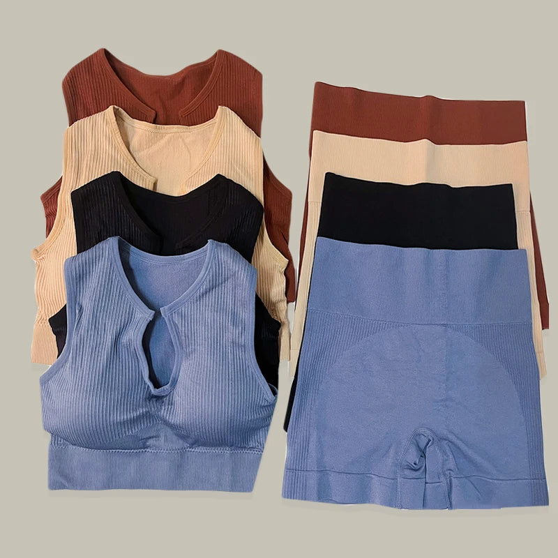 Seamless Yoga Set for Women - High Waist Leggings and Bra