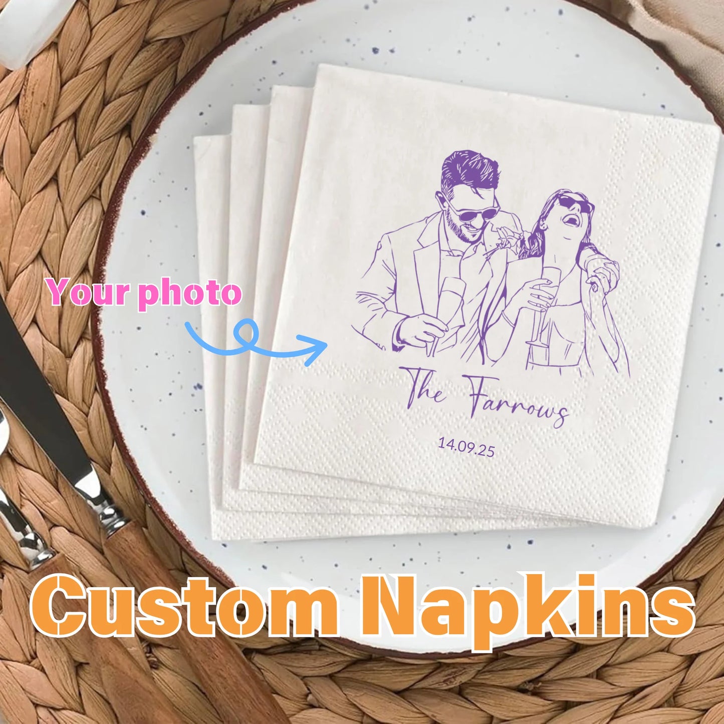 Personalized Wedding Napkins for Parties and Celebrations