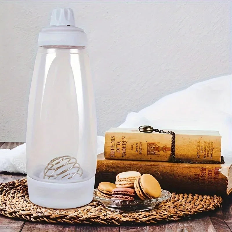 Hand Cranked Batter Mixer Bottle with Scale and Whisk Ball
