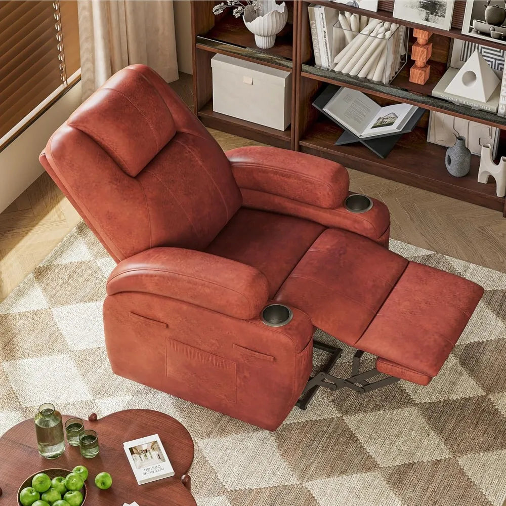 Power Lift Massage Corduroy Recliner With Cup Holders