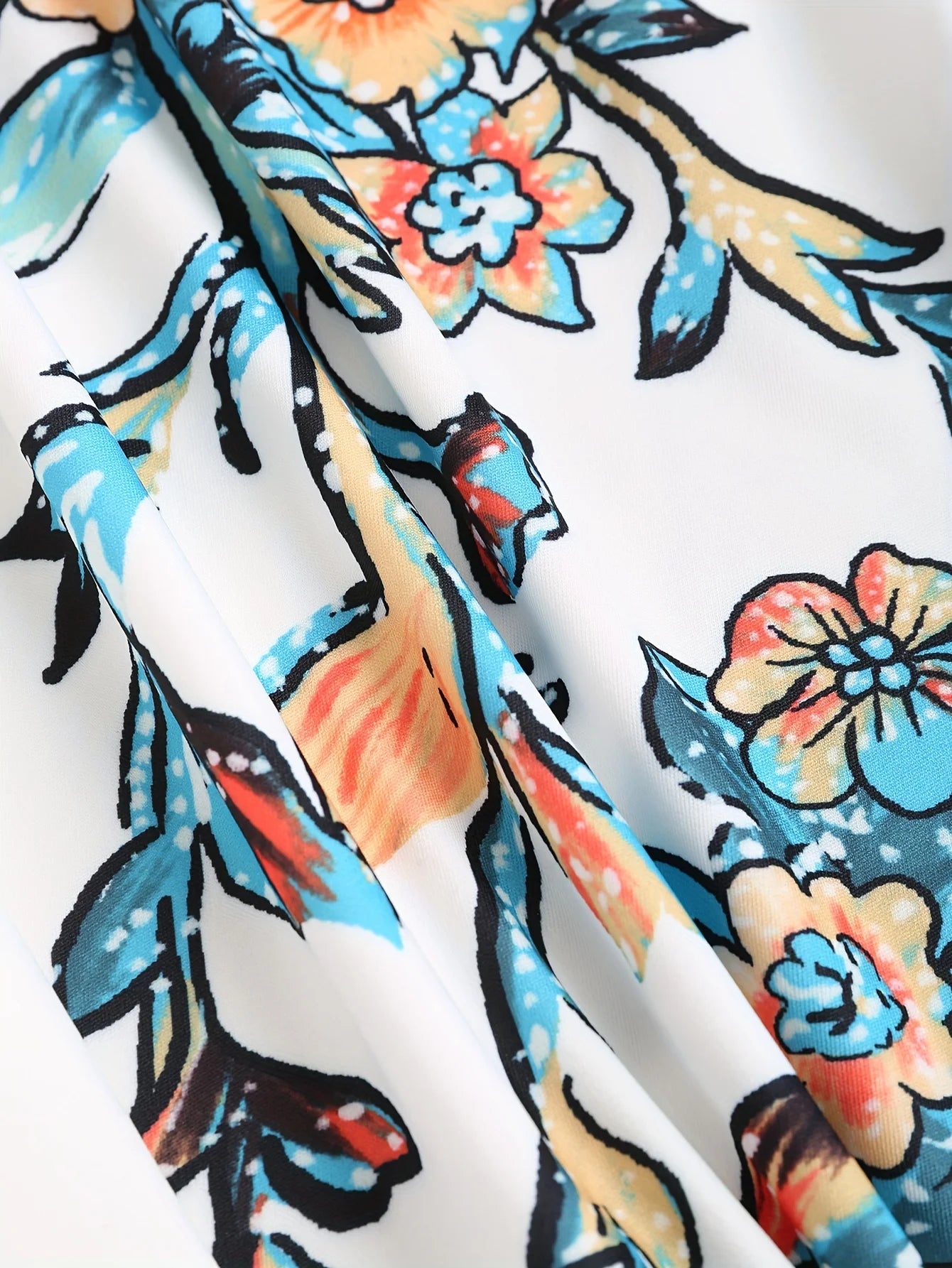 Summer Floral Print Plus Size Sling Mini Dress