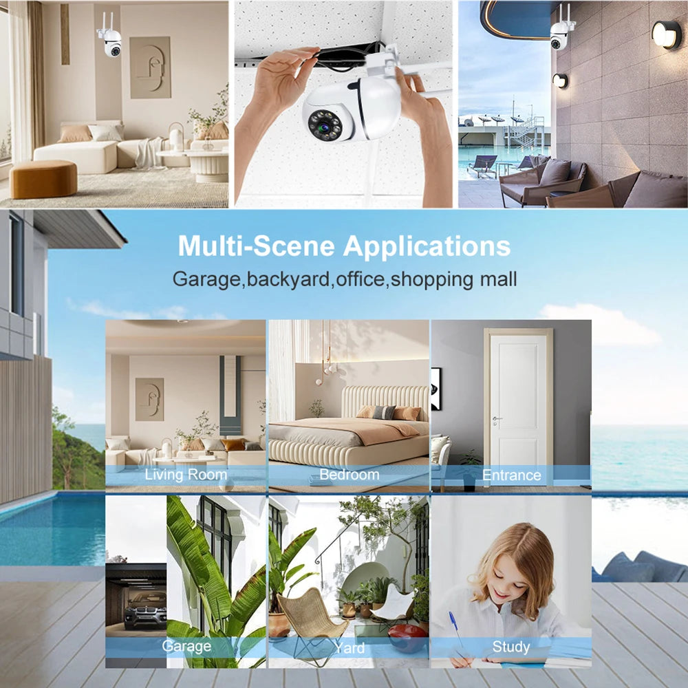 8MP Wireless Security Camera PTZ Wifi Outdoor with 4X Zoom AI Human Tracking Two Way Audio HD Night Vision