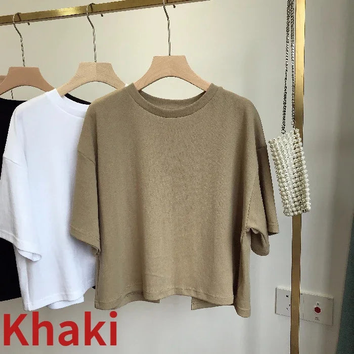 Casual Backless T-Shirt for Women Summer Loose Crop Top