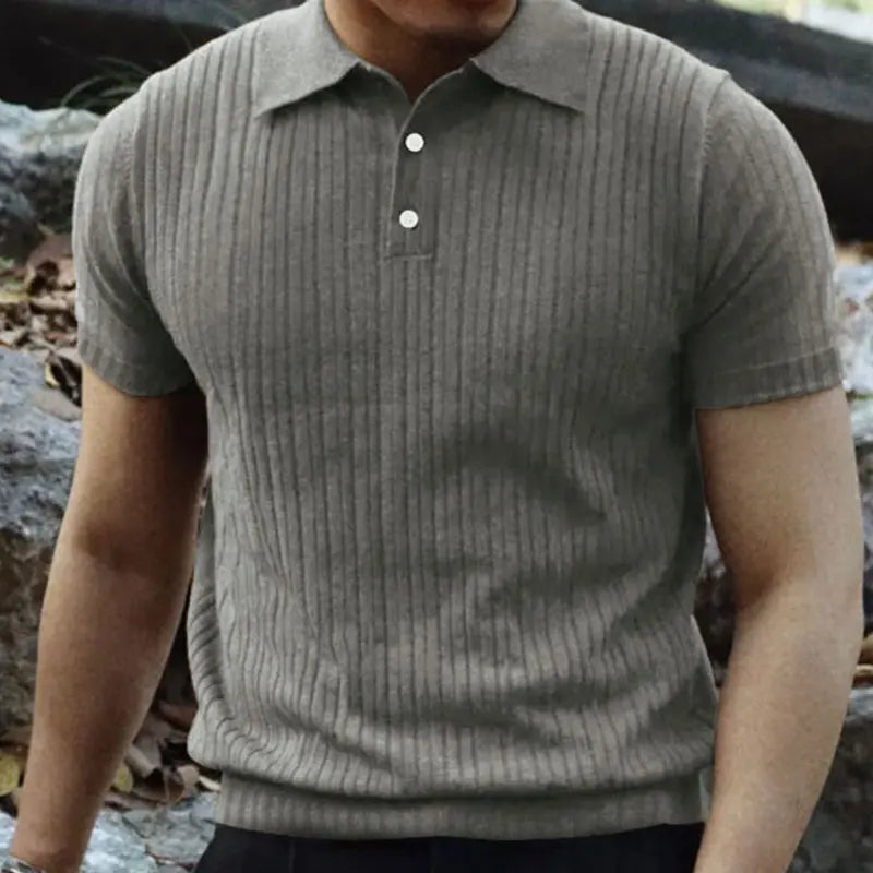Men's Casual Knit Polo Shirt for Summer Style