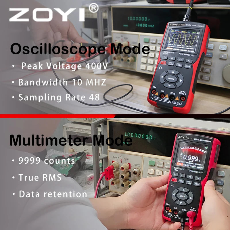 ZOYI ZT-702S 2 In 1 Handheld Digital Oscilloscope Multimeter