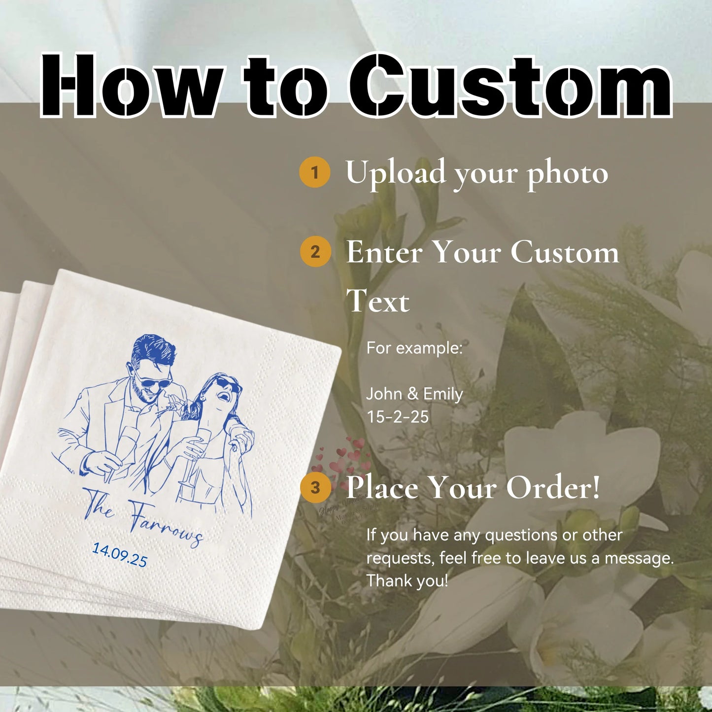 Personalized Wedding Napkins for Parties and Celebrations