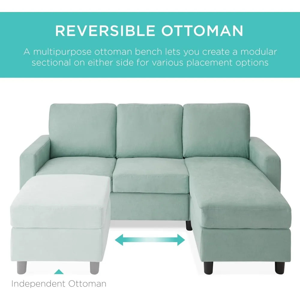 Modern Upholstered L-Shape Sectional Sofa with Chaise Lounge