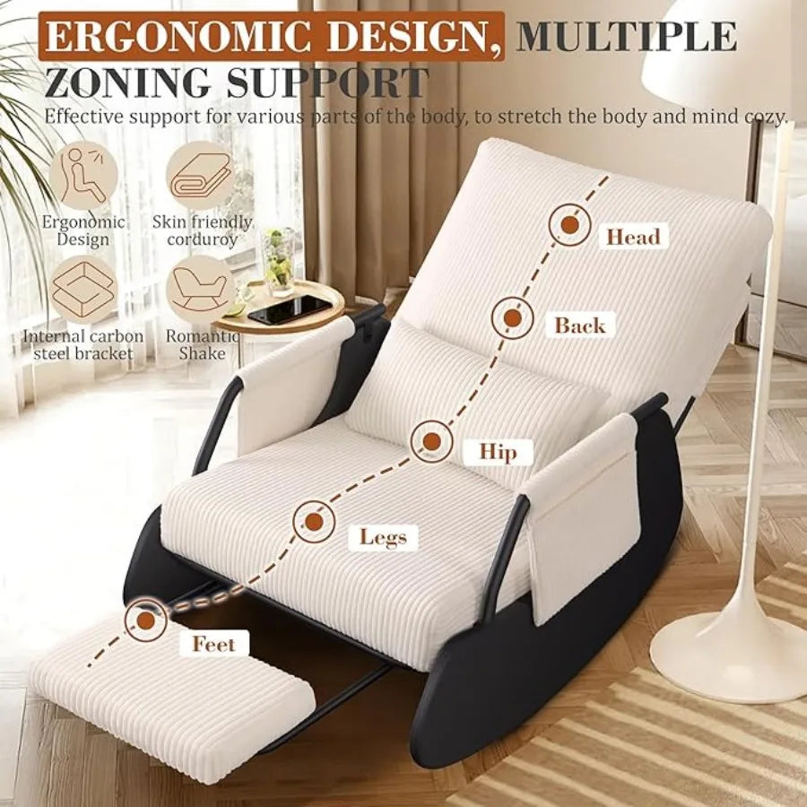 Modern Fabric Rocking Chair For Living Room Balcony Outdoor