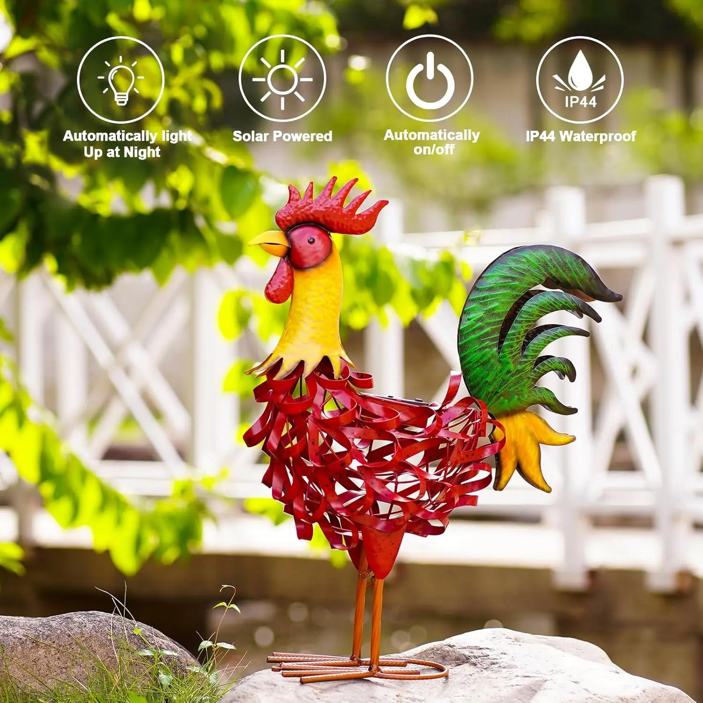 XMSJ Solar Rooster Statue Garden Decor For Outdoor Spaces