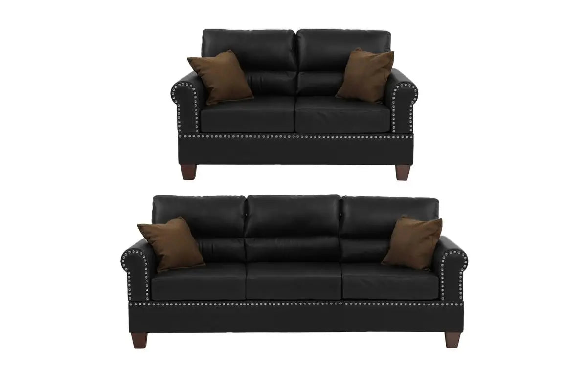 TODRANI Living Room Sofa Set Faux Leather Tufted Cushions
