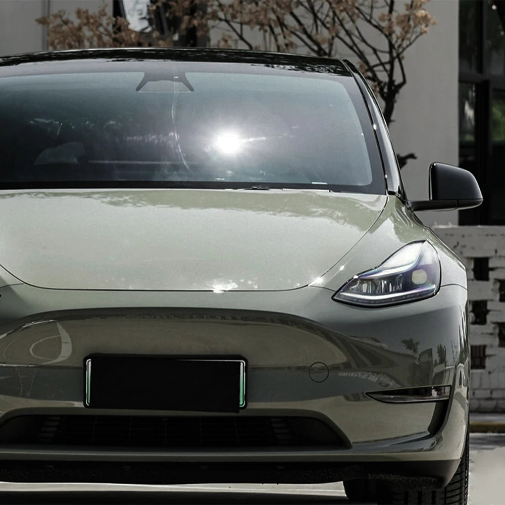 1.52m X 1/3 X 17m Glossy Khaki Green Vinyl Wrap PET Car Truck Body Decal Sheet with Air Release