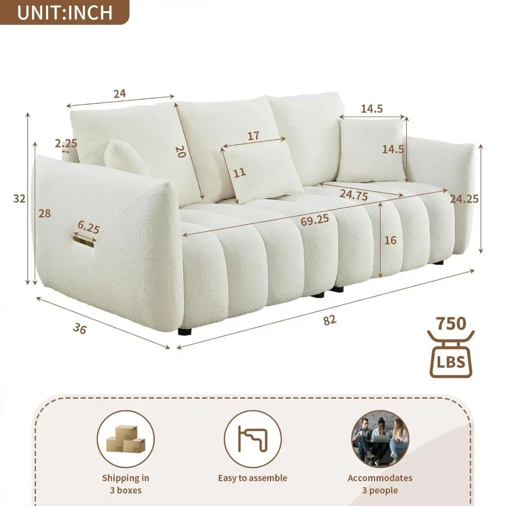 Modern Comfy Deep Seat Teddy Cloud Sofa for Living Room