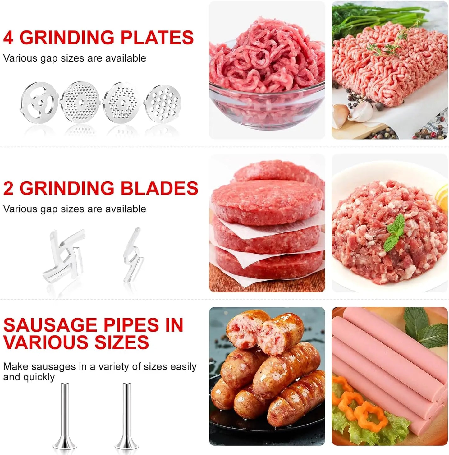 Metal Food Grinder Attachments for KitchenAid and Cuisinart Mixers