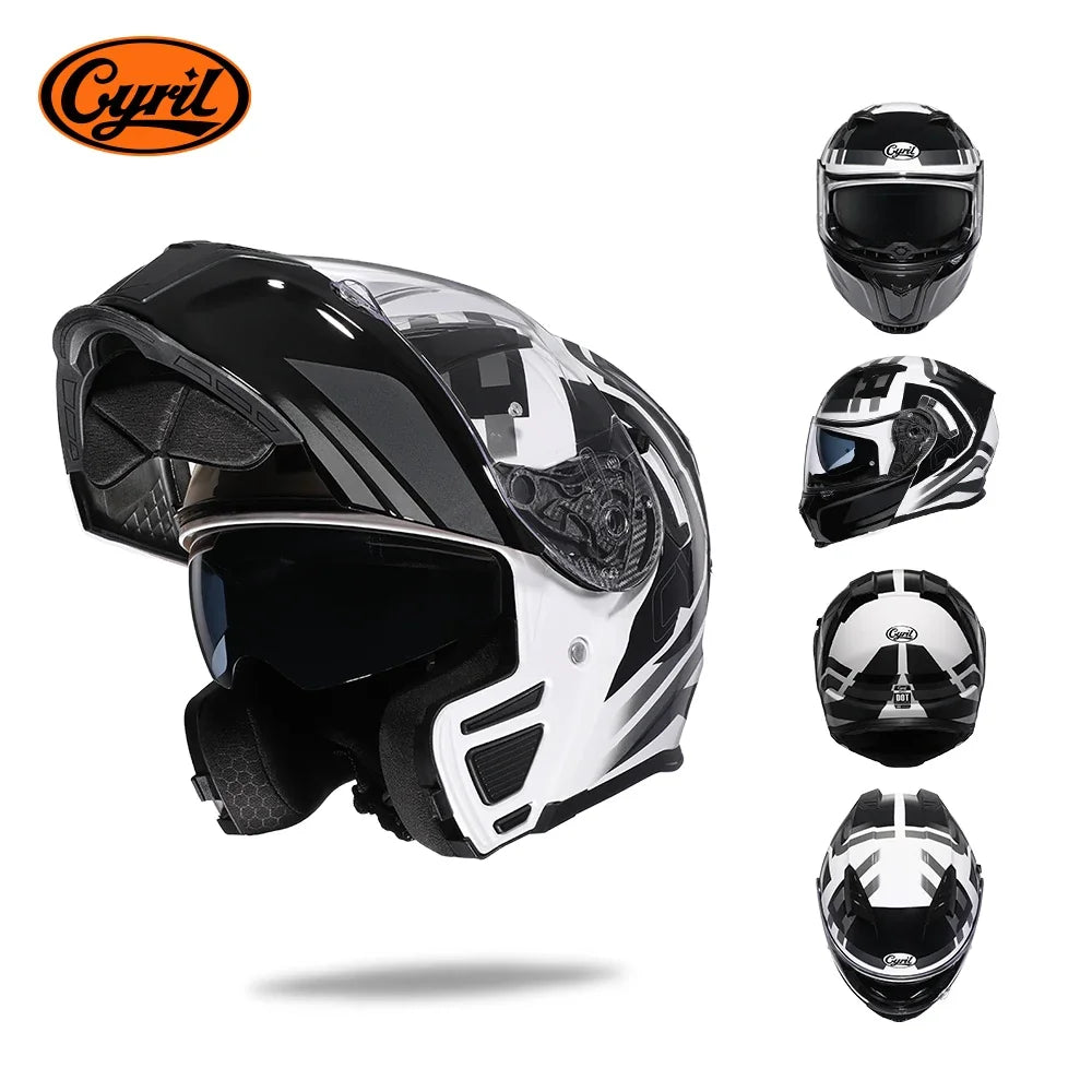 CYRIL Dual Visor Modular Motorcycle Helmet DOT Approved