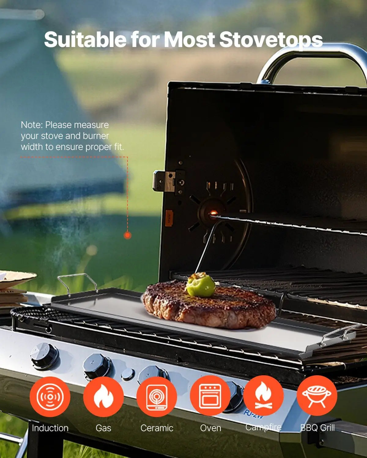 Universal Carbon Steel Flat Top Griddle for BBQ Cooking