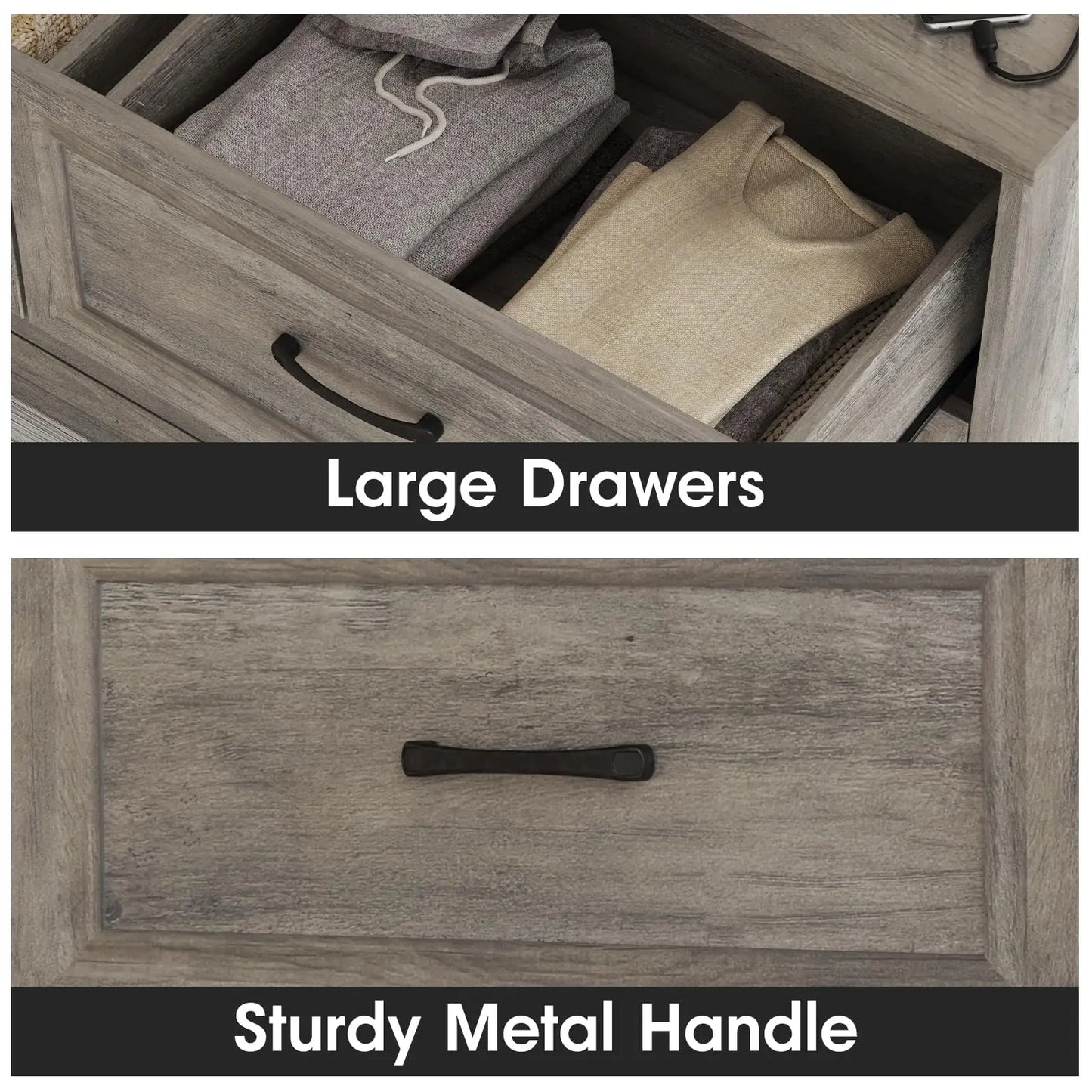 Vabches 6 Drawer Dresser For Bedroom With Power Strip